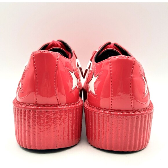 T.U.K. Pink & White Star Viva Mondo Creeper Bold Iconic Platform Vegan Sz 7 - Picture 8 of 13